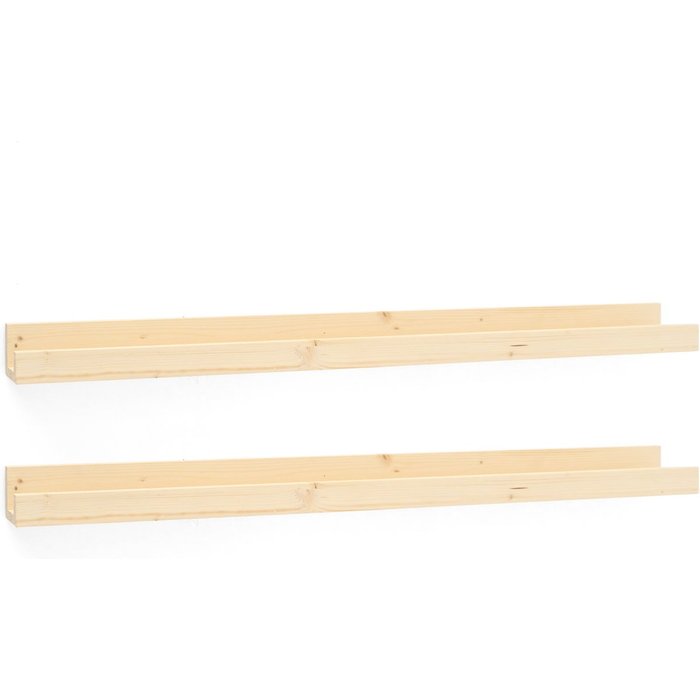 Duc - pack 2 estantes de madera maciza flotante tono natural 50cm - decowood