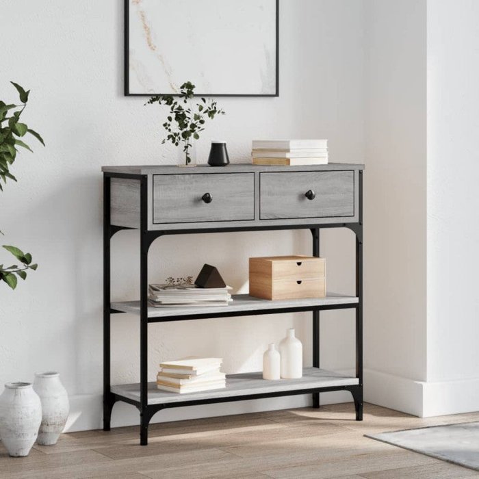 Vidaxl mesa consola madera de ingeniería gris sonoma 72,5x25x75 cm