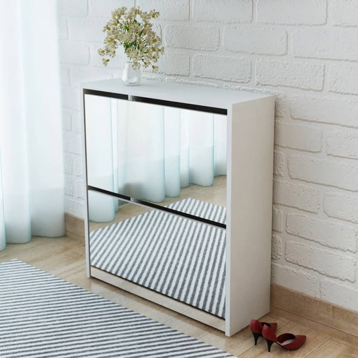 Maison exclusive - mueble zapatero 2 niveles y espejo blanco 63x17x67 cm