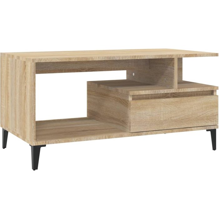 Mesa de centro madera contrachapada roble sonoma 90x49x45 cm - comfortxl