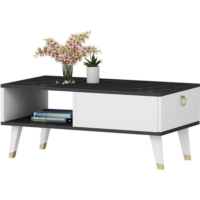 Mesa baja de madera delux - 90 x 45 x 42 cm - negra, blanca