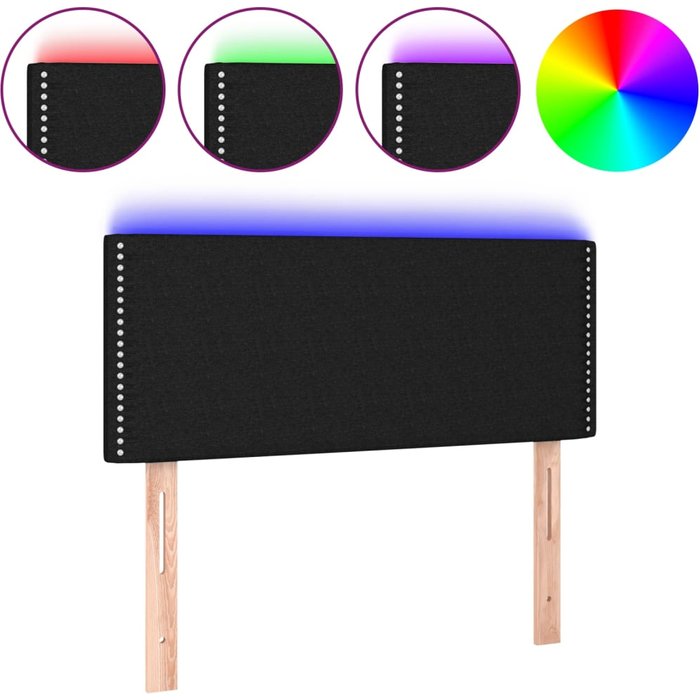 Cabecero cama - mueble cabecero con led de tela negro 90x5x78/88 cm