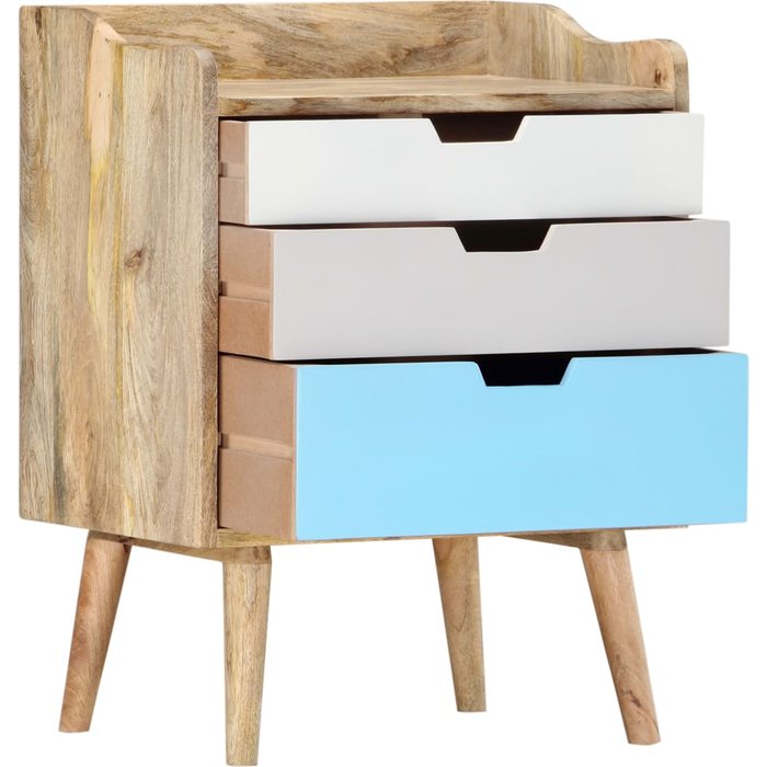 Mesita de noche de madera maciza de mango 47x35x63 cm - comfortxl