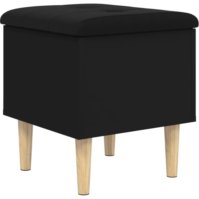 Banco con almacenaje madera de ingeniería negro 42x42x46 cm - comfortxl