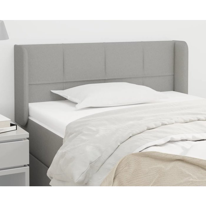 Cabecero con orejas gris claro 103x16x78/88 cm tela