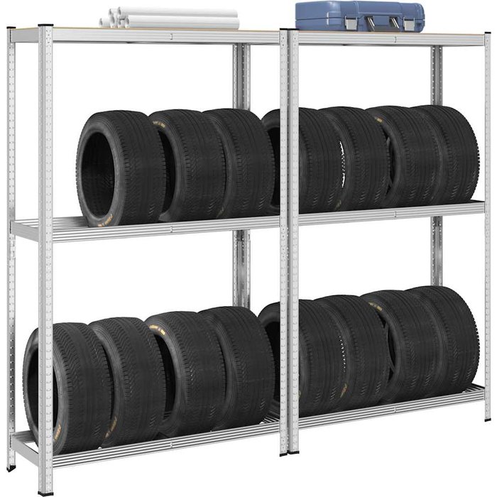 Estantes para neumáticos de 2 capas 2 uds acero plateados vidaxl