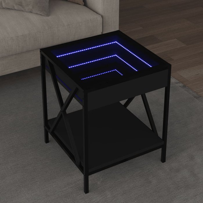 Mesa de centro con led infinity negro 40x40x49 cm