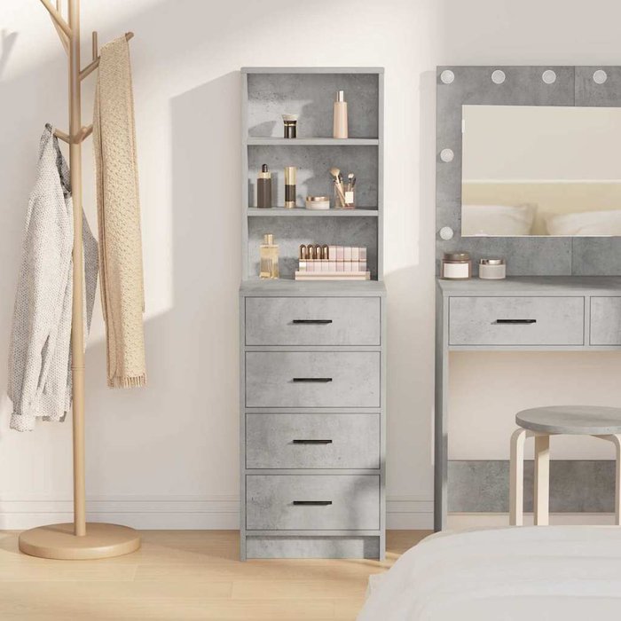 Alacena gris hormigón 40 x 41 x 135 cm madera contrachapada vidaxl
