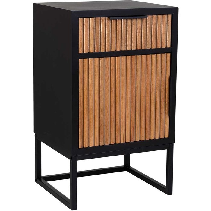 Mesita madera y metal 1 cajón y 1 puerta 42x36,5x71h cm