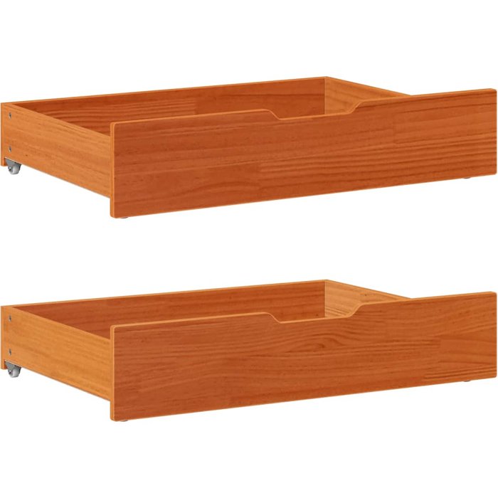 Cajones debajo de la cama 2 piezas marrón cera 80x55x16 cm pino macizo