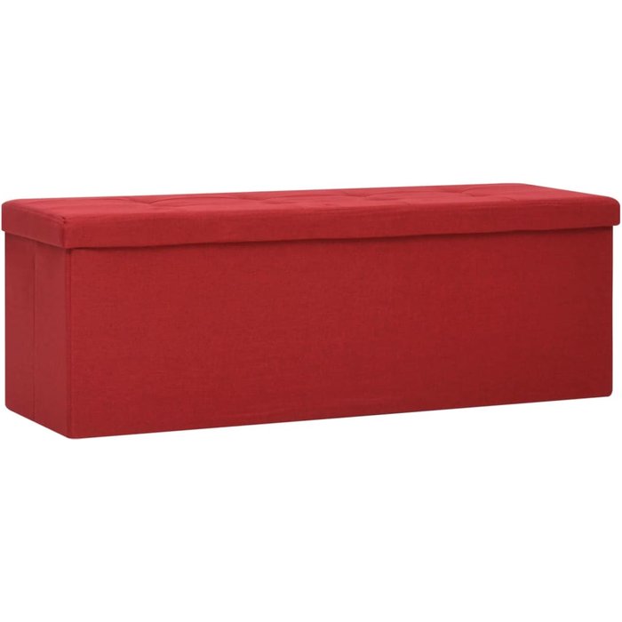 Banco de almacenaje plegable 110 x 38 x 38 cm lino sintético burdeos 02_0010896