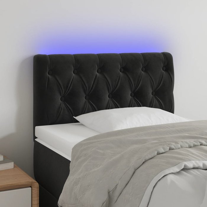 Cabecero led negro 80x7x78/88 cm terciopelo
