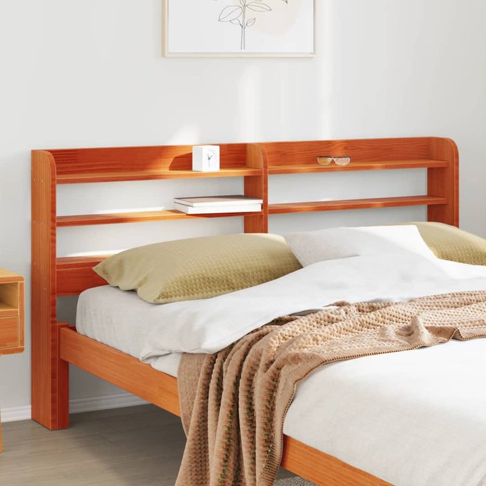Cabecero con baldas marrón cera 150 cm madera maciza de pino