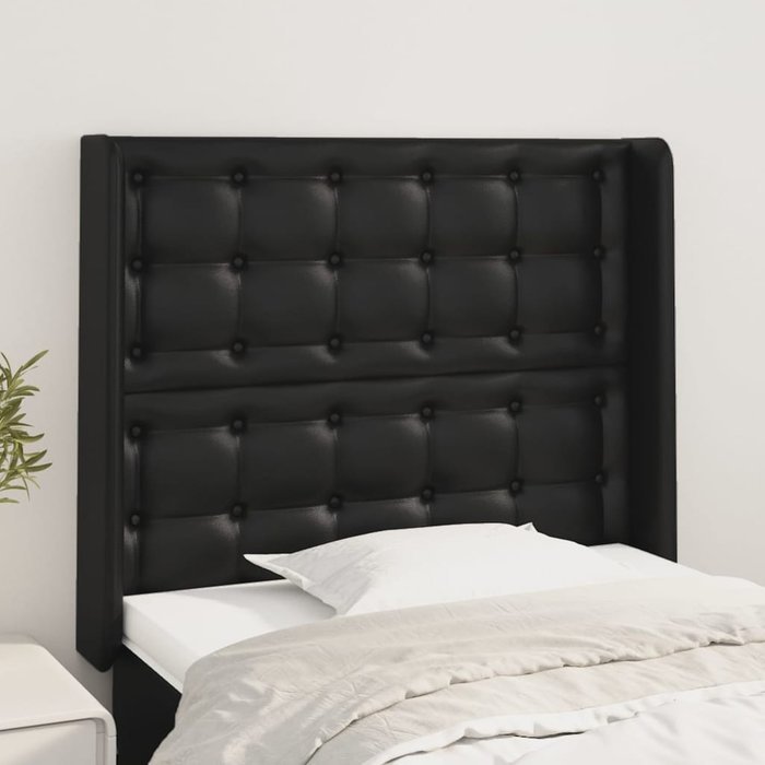 Maison exclusive - cabecero con orejas de cuero sintético negro 83x16x118/128 cm
