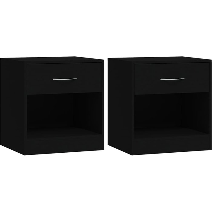 Pack de 2 mesitas de noche,mesilla de noche con cajón negro cfw28216