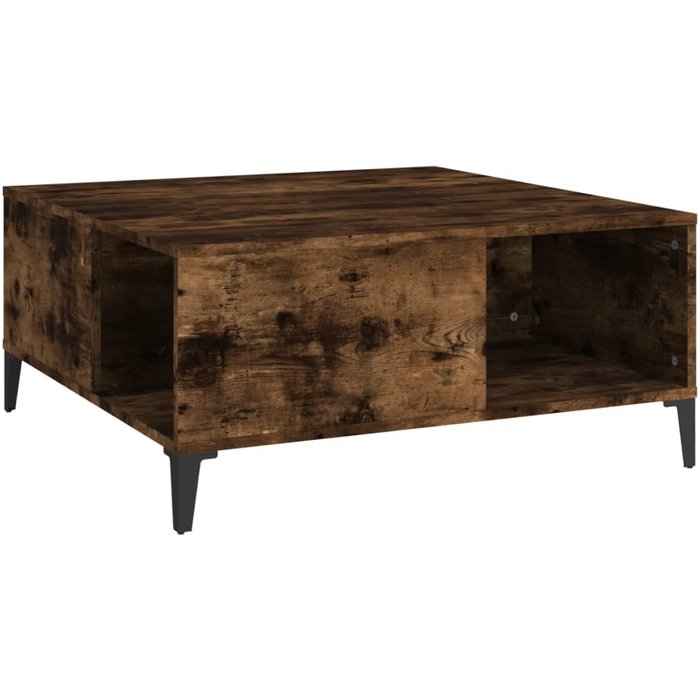 Mesa de centro madera contrachapada roble ahumado 80x80x36,5 cm - comfortxl