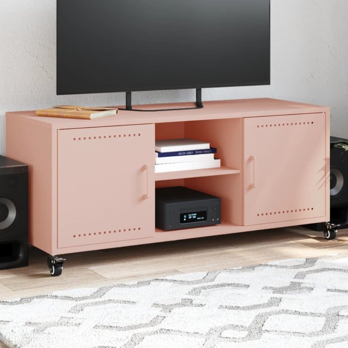 Mueble de tv acero rosa 100,5x39x43,5 cm vidaxl