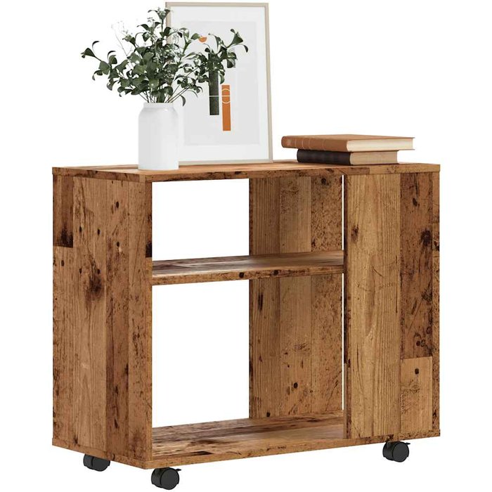 Mesa auxiliar de madera vieja 70x35x55 cm madera contrachapada