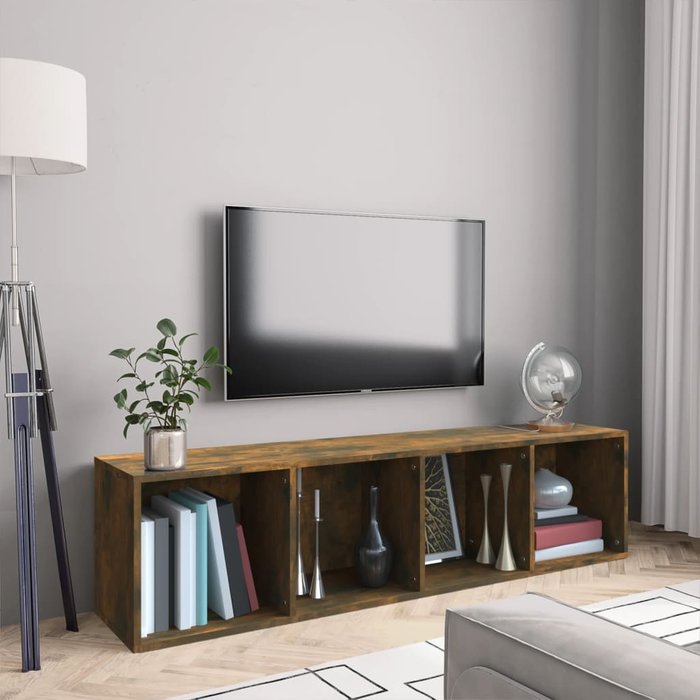 Librería/mueble tv roble ahumado 143x30x36cm madera contrachapada
