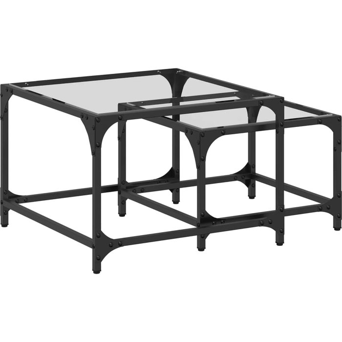 Mesas de centro apilables con tapa de cristal 2 piezas acero - comfortxl