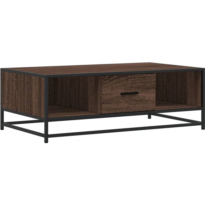 Mesa de centro madera ingeniería metal marrón 100x57x35 cm - comfortxl