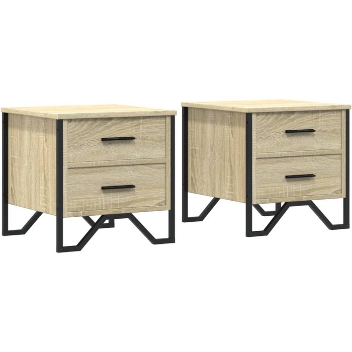 Mesitas noche 2 uds madera ingeniería roble sonoma 40x41x40 cm - comfortxl