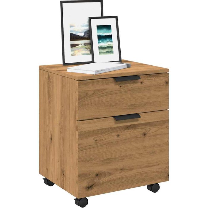 Archivador móvil con ruedas, roble artesanal, 45x38x54 cm