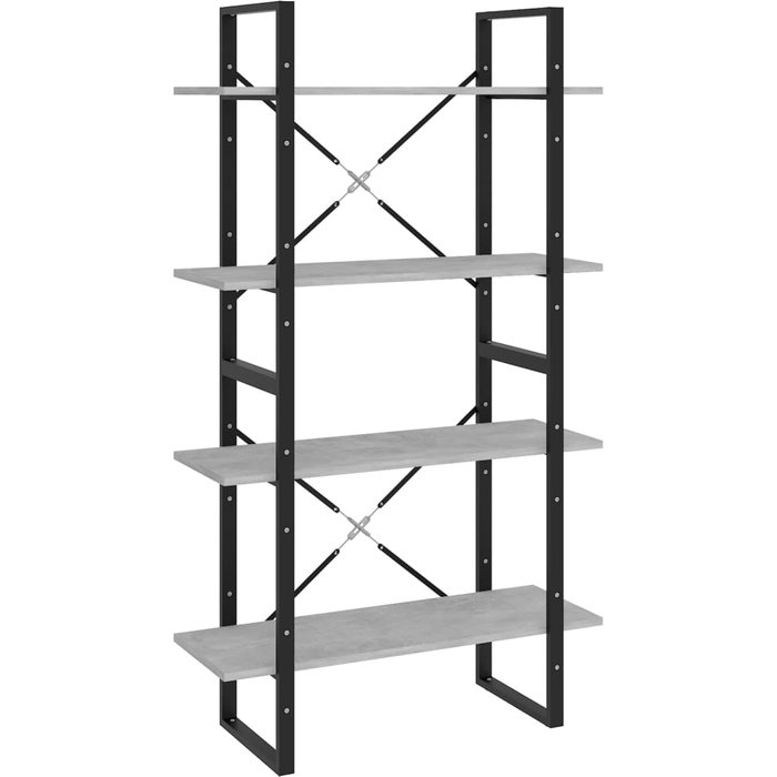 Estantería de 4 niveles contrachapada gris hormigón 80x30x140cm – comfortxl