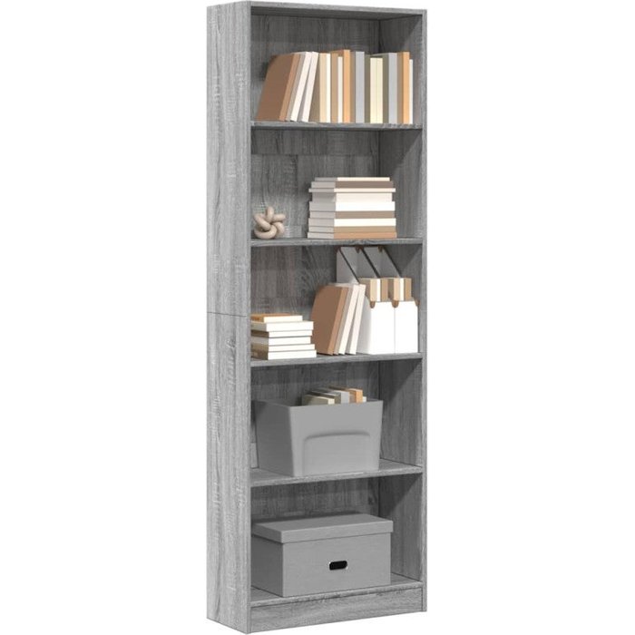 Estantería de madera de ingeniería gris sonoma 60x24x176 cm vidaxl