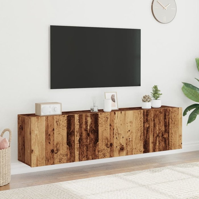 Muebles de tv de pared, 2 piezas, madera envejecida, 80x30x41 cm