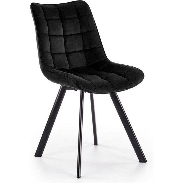 Liberty silla contemporánea de terciopelo negro con patas de metal