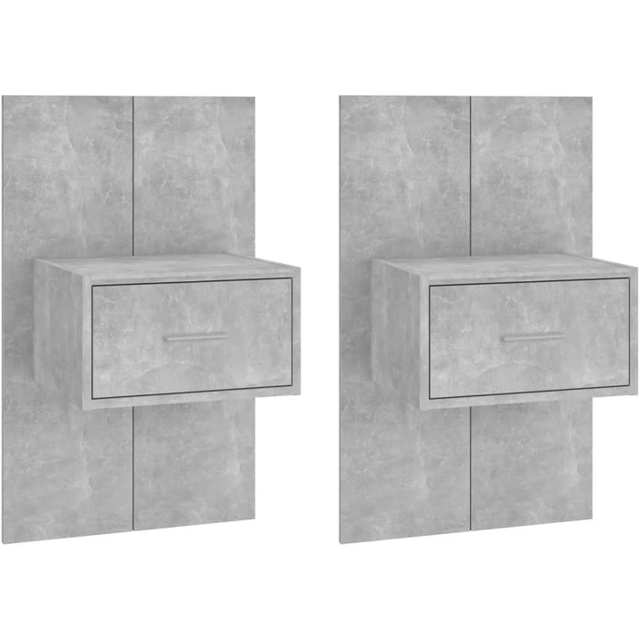 Mesitas de noche de pared 2 unidades color gris hormigón - comfortxl