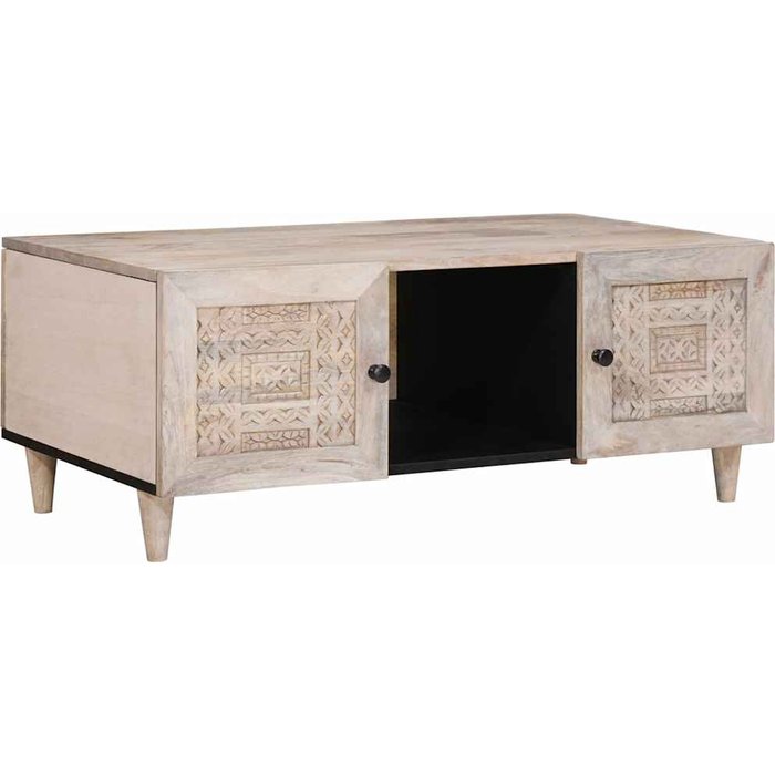 Vidaxl mesa de café beige 100 x 54 x 40 cm madera maciza de mango
