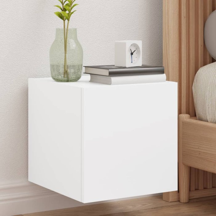 Maison exclusive - mueble de tv de pared con luces led blanco 30,5x35x30 cm