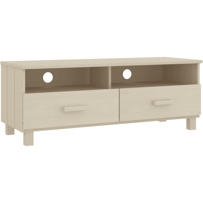Mueble de tv hamar en pino macizo, marrón miel, 106x40x40 cm - comfortxl