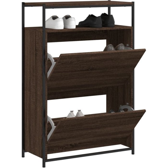 Vidaxl zapatero de madera de ingeniería roble marrón 75x34x112 cm