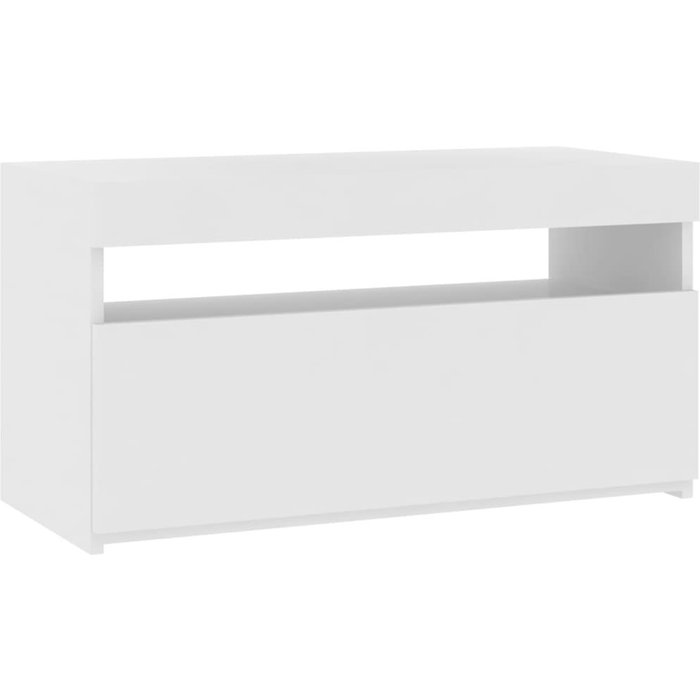 Mueble tv con luces led blanco brillo 75x35x40 cm