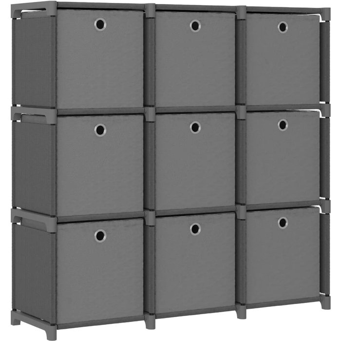 Maison exclusive - estantería de 9 cubos con cajas de tela gris 103x30x107,5 cm