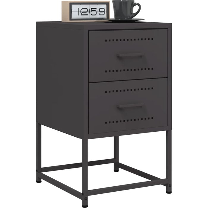 Mesitas de noche 2 uds acero negra 36x39x60,5 cm vidaxl