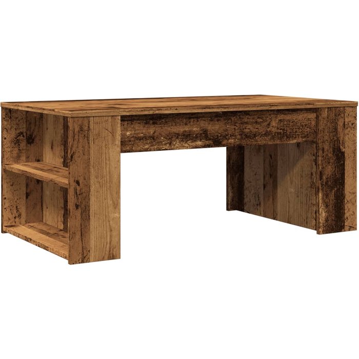 Mesa de centro de madera compuesta, madera envejecida, 102x55x42 cm - comfortxl