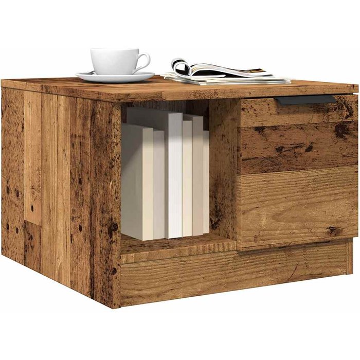 Mesa de centro de madera antigua 50x50x36 cm madera contrachapada