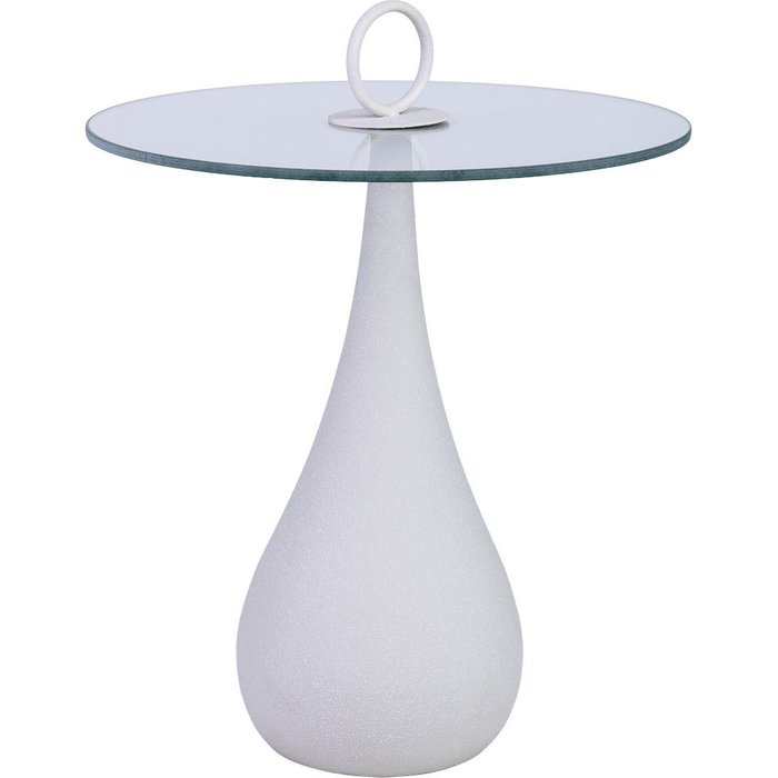 Mesa auxiliar de metal y cristal 40x40x42.5/51h cm blanco