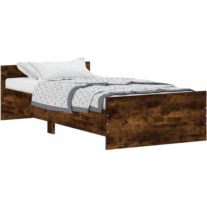 Estructura de cama sin colchón, madera de roble ahumado, 100x200 cm — comfortxl