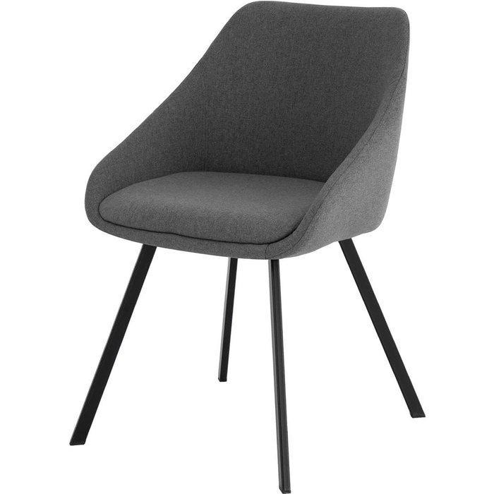 Silla vilja acolchada gris oscuro con patas negras mate