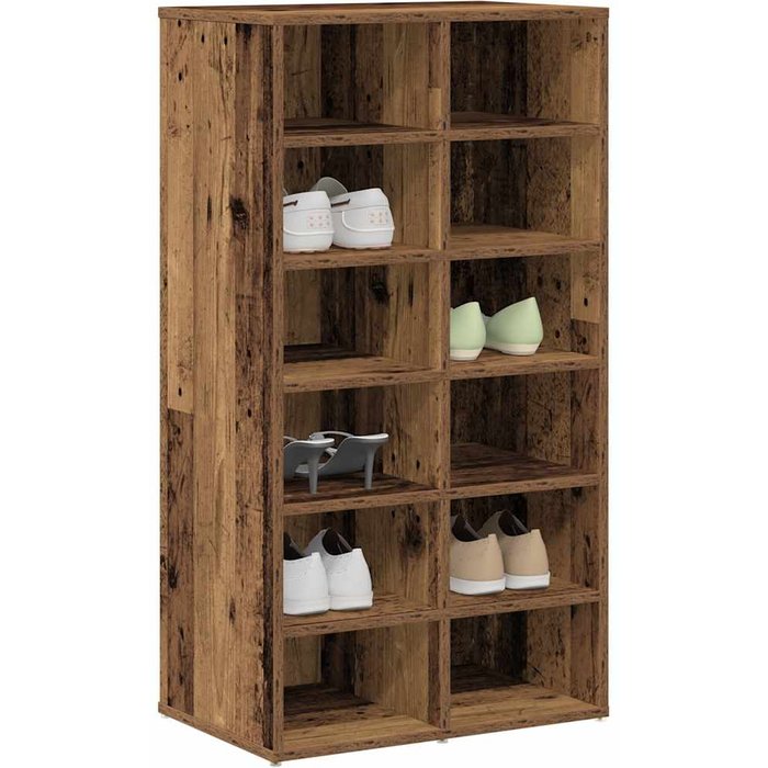 Zapatero de madera envejecida, 54x34x100,5 cm, madera de ingeniería.