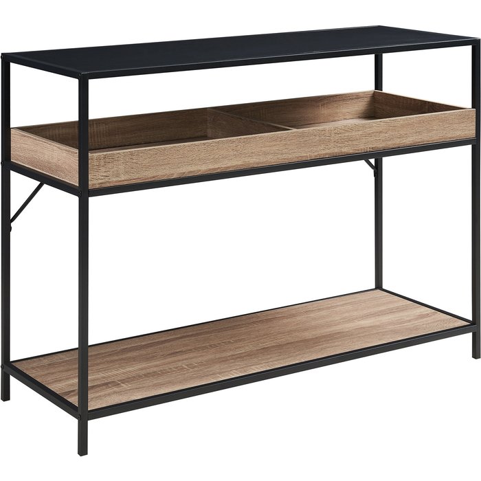 Mesa consola belana 100x30x75 cm - negro/efecto roble