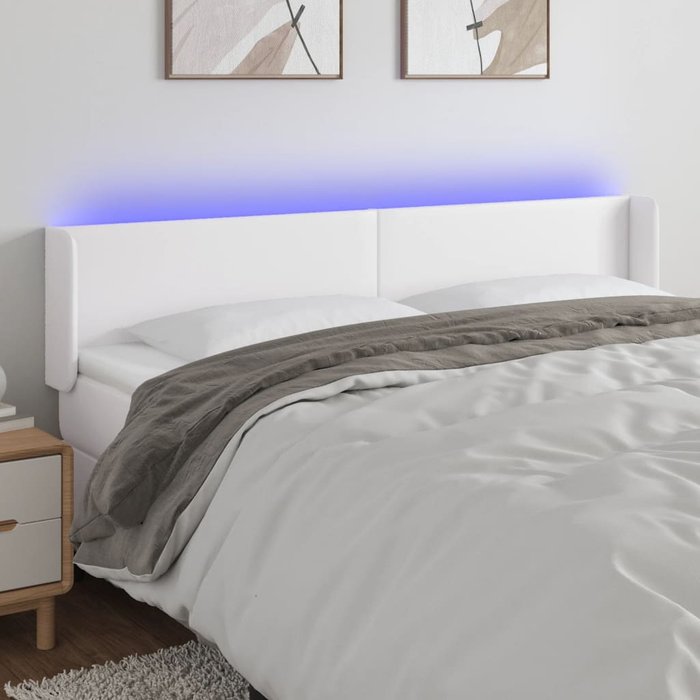 Cabecero led blanco 203x16x78/88 cm polipiel