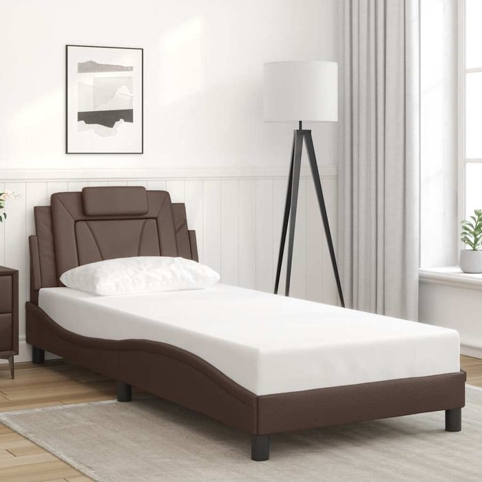 Estructura de cama viana sin colchón cuero sintético marrón 90x190 cm vidaxl