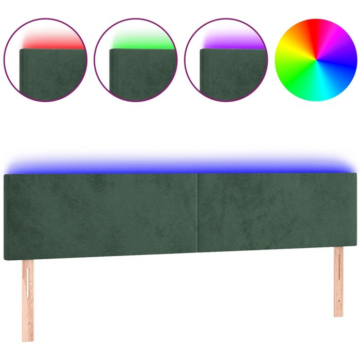 Cabecero con led de terciopelo verde oscuro 200x5x78/88 cm - comfortxl