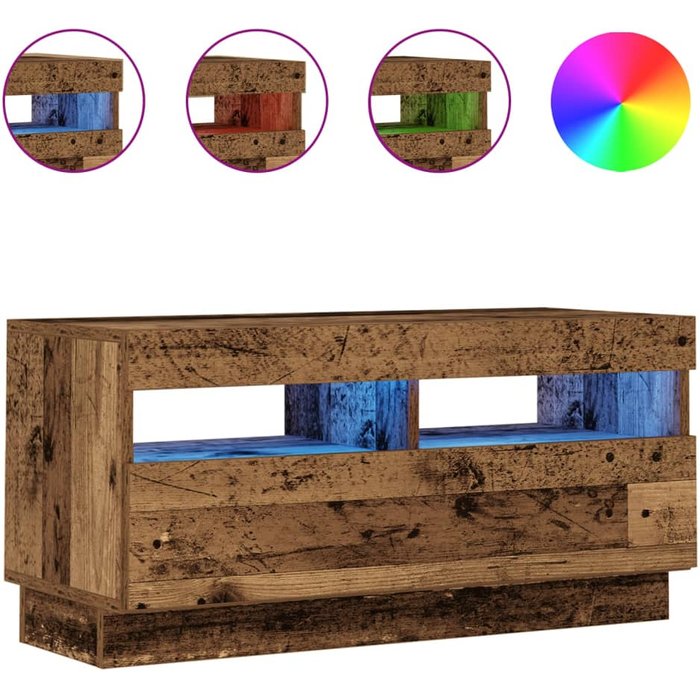 Mueble tv led en madera de ingeniería envejecida 80x35x40 cm - comfortxl